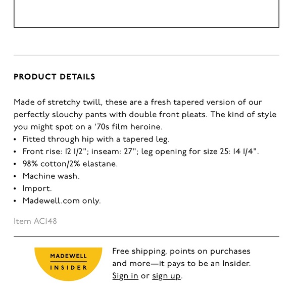 ❌SOLD❌Madewell Corwin Pleated Straight Pants - Distant Sand - 6 - Picture 5 of 8